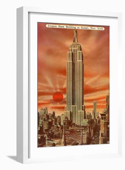 Sunset, Empire State Building, New York City-null-Framed Art Print