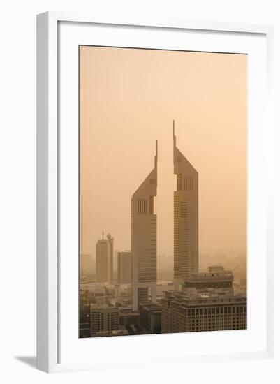 Sunset Engulfs the Jumeirah Emirates Towers Hotel Dubai, Uae-Michael DeFreitas-Framed Photographic Print