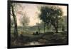 Sunset: Figures under Trees-Jean-Baptiste-Camille Corot-Framed Giclee Print