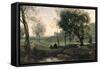 Sunset: Figures under Trees-Jean-Baptiste-Camille Corot-Framed Stretched Canvas