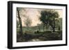 Sunset: Figures under Trees-Jean-Baptiste-Camille Corot-Framed Giclee Print