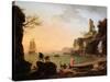 Sunset, Fishermen Pulling in their Nets, 1760-Claude Joseph Vernet-Stretched Canvas