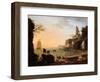 Sunset, Fishermen Pulling in their Nets, 1760-Claude Joseph Vernet-Framed Premium Giclee Print