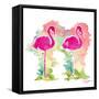 Sunset Flamingo Pair-Nola James-Framed Stretched Canvas