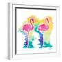 Sunset Flamingo Square I-Nola James-Framed Art Print