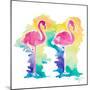 Sunset Flamingo Square I-Nola James-Mounted Art Print