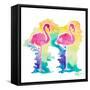 Sunset Flamingo Square I-Nola James-Framed Stretched Canvas