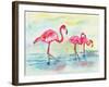 Sunset Flamingoes I-Beverly Dyer-Framed Art Print