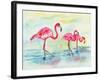 Sunset Flamingoes I-Beverly Dyer-Framed Art Print