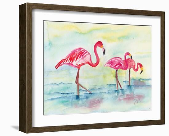 Sunset Flamingoes I-Beverly Dyer-Framed Art Print