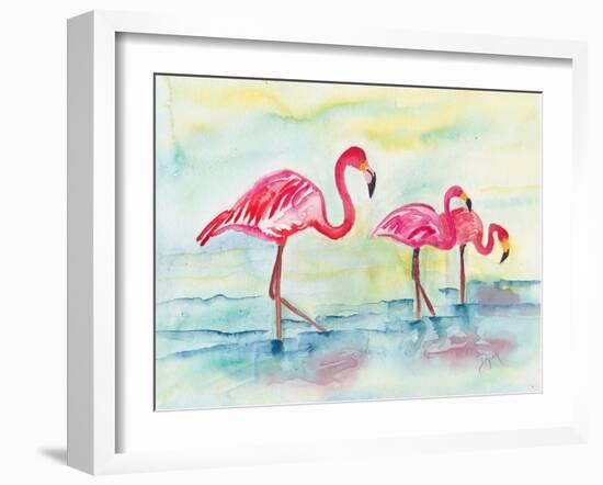 Sunset Flamingoes I-Beverly Dyer-Framed Art Print