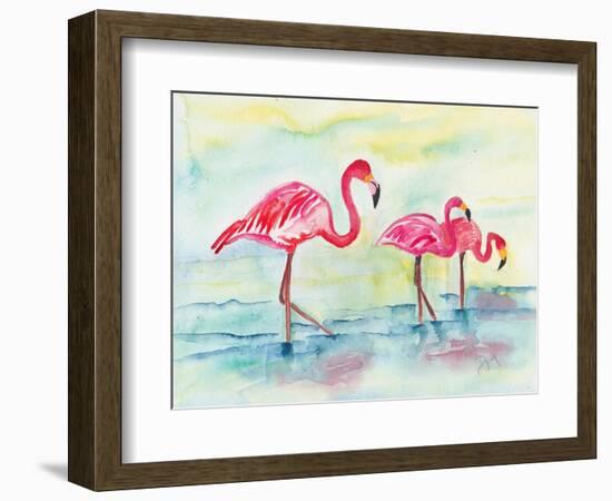 Sunset Flamingoes I-Beverly Dyer-Framed Art Print