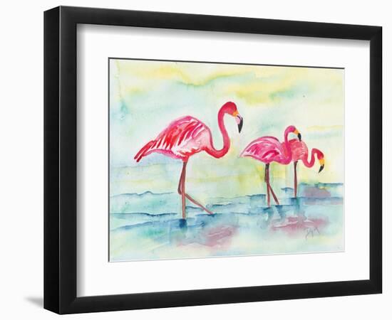 Sunset Flamingoes I-Beverly Dyer-Framed Art Print