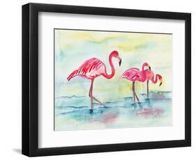 Sunset Flamingoes I-Beverly Dyer-Framed Art Print