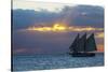 Sunset from Malory Square with Sailboat-Terry Eggers-Stretched Canvas