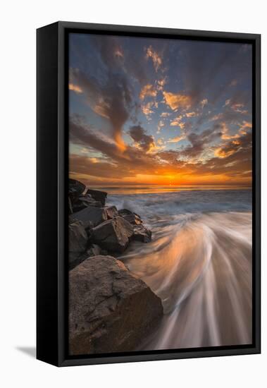 Sunset from Tamarach Beach in Carlsbad, Ca-Andrew Shoemaker-Framed Stretched Canvas