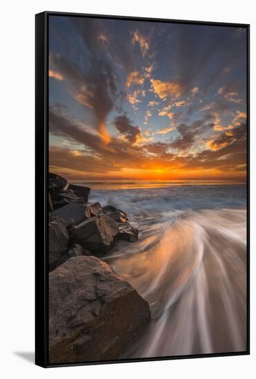 Sunset from Tamarach Beach in Carlsbad, Ca-Andrew Shoemaker-Framed Stretched Canvas