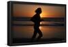 Sunset (Girl Running on Beach) Art Poster Print-null-Framed Poster