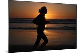 Sunset (Girl Running on Beach) Art Poster Print-null-Mounted Poster