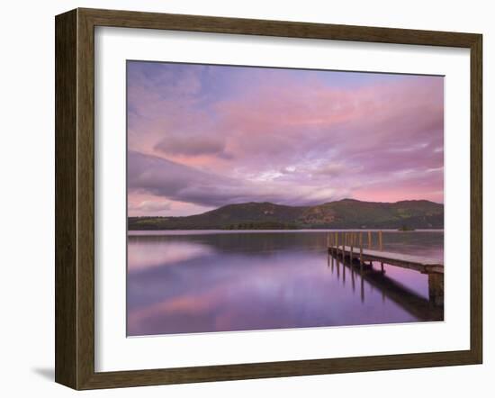 Sunset, Hawes End Landing Stage Jetty, Derwent Water, Lake District, Cumbria, England, UK-Neale Clarke-Framed Photographic Print