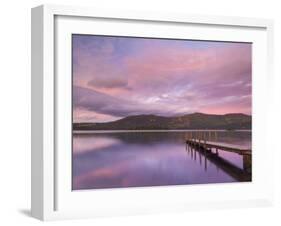 Sunset, Hawes End Landing Stage Jetty, Derwent Water, Lake District, Cumbria, England, UK-Neale Clarke-Framed Photographic Print