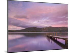 Sunset, Hawes End Landing Stage Jetty, Derwent Water, Lake District, Cumbria, England, UK-Neale Clarke-Mounted Photographic Print