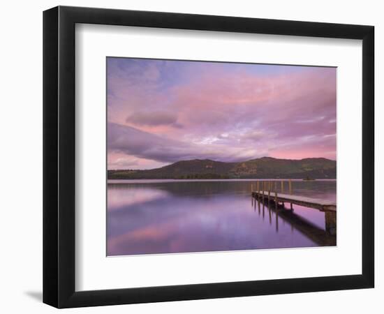 Sunset, Hawes End Landing Stage Jetty, Derwent Water, Lake District, Cumbria, England, UK-Neale Clarke-Framed Photographic Print