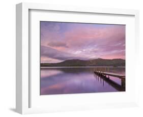 Sunset, Hawes End Landing Stage Jetty, Derwent Water, Lake District, Cumbria, England, UK-Neale Clarke-Framed Photographic Print