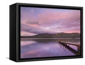 Sunset, Hawes End Landing Stage Jetty, Derwent Water, Lake District, Cumbria, England, UK-Neale Clarke-Framed Stretched Canvas