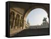 Sunset Ight on St. Stephens Statue, Castle Hill Area, Budapest, Hungary, Europe-Christian Kober-Framed Stretched Canvas