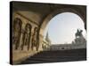 Sunset Ight on St. Stephens Statue, Castle Hill Area, Budapest, Hungary, Europe-Christian Kober-Stretched Canvas