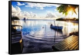 Sunset in a Fishing Village, Puerto Rico-George Oze-Framed Stretched Canvas