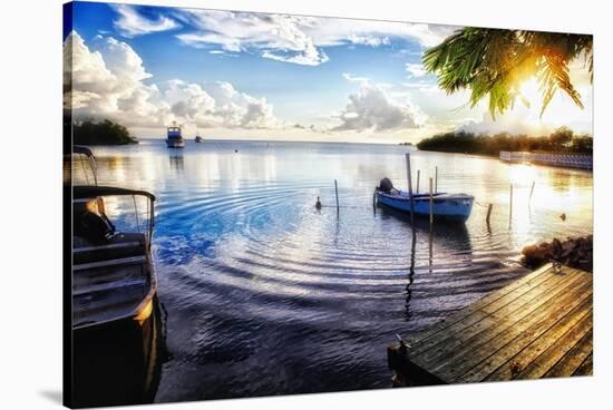 Sunset in a Fishing Village, Puerto Rico-George Oze-Stretched Canvas