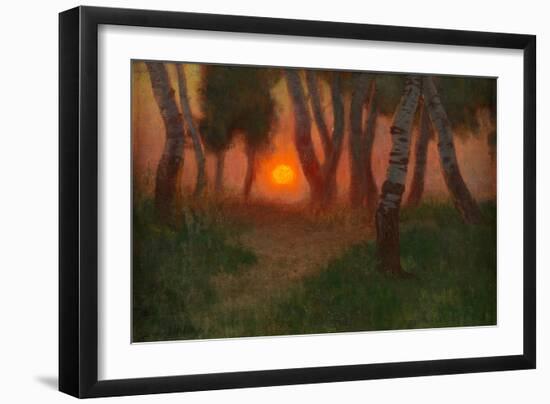 Sunset in a Wooded Landscape (Oil on Panel)-Adrian Scott Stokes-Framed Giclee Print