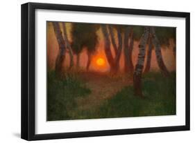 Sunset in a Wooded Landscape (Oil on Panel)-Adrian Scott Stokes-Framed Giclee Print