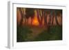 Sunset in a Wooded Landscape (Oil on Panel)-Adrian Scott Stokes-Framed Giclee Print