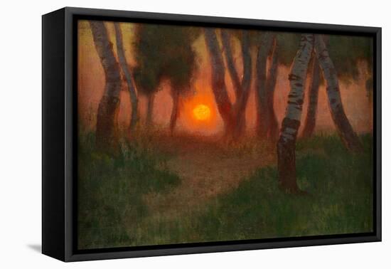 Sunset in a Wooded Landscape (Oil on Panel)-Adrian Scott Stokes-Framed Stretched Canvas