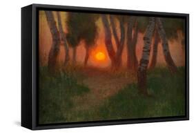 Sunset in a Wooded Landscape (Oil on Panel)-Adrian Scott Stokes-Framed Stretched Canvas