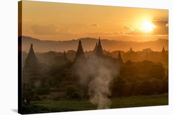 Sunset in Bagan (Pagan), Myanmar (Burma), Asia-Peter Schickert-Stretched Canvas
