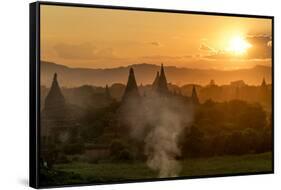 Sunset in Bagan (Pagan), Myanmar (Burma), Asia-Peter Schickert-Framed Stretched Canvas