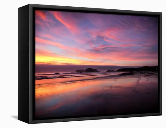 Sunset in Bandon, Oregon, United States of America, North America-Jim Nix-Framed Stretched Canvas