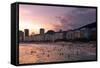 Sunset in Copacabana Beach-dabldy-Framed Stretched Canvas