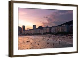 Sunset in Copacabana Beach-dabldy-Framed Photographic Print