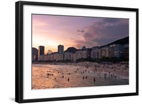 Sunset in Copacabana Beach-dabldy-Framed Photographic Print