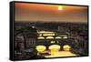 Sunset in Florence-Giuseppe Torre-Framed Stretched Canvas