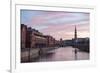Sunset in Hamburg, German City. Speicherstadt District-romrodinka-Framed Photographic Print