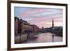 Sunset in Hamburg, German City. Speicherstadt District-romrodinka-Framed Photographic Print