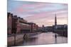 Sunset in Hamburg, German City. Speicherstadt District-romrodinka-Mounted Photographic Print