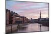 Sunset in Hamburg, German City. Speicherstadt District-romrodinka-Mounted Photographic Print