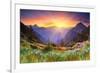 Sunset in Mountain Landscape-null-Framed Premium Giclee Print